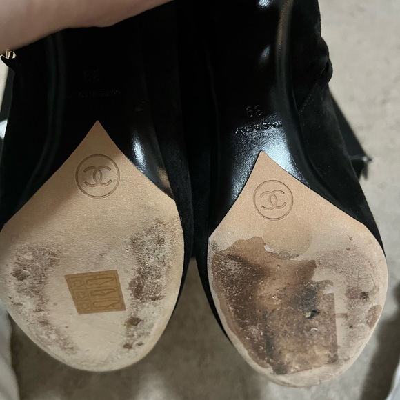 Chanel black suede boots w: box size 8.5 - Picture 12 of 12
